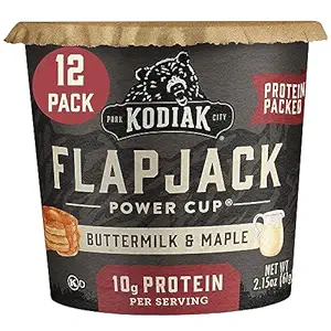 Kodiak Cakes Instant Pancake & Flapjack Cups, Buttermilk & Maple, High Protein, 100% Whole Grains, (Pack of 12)