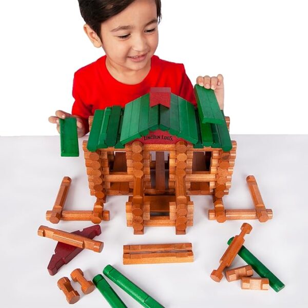 Lincoln Logs – 100th Anniversary Tin, 111 Pieces, Real Wood Logs - Ages 3+ - Best Retro Building Gift Set For Boys/Girls - Creative Construction Engineering - Preschool Education Toy - Image 2