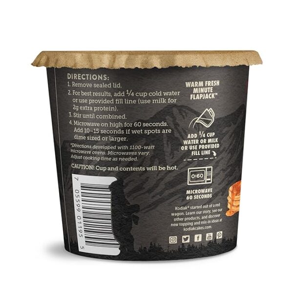 Kodiak Cakes Instant Pancake & Flapjack Cups, Buttermilk & Maple, High Protein, 100% Whole Grains, (Pack of 12) - Image 2
